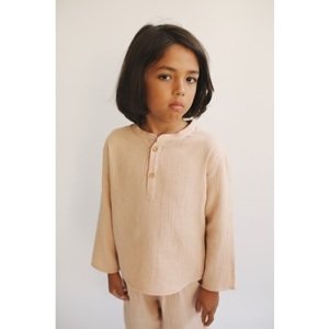 LiiLU chlapecká mušelínová košile SS24 - 055 nude Velikost: 116 100% organická bavlna