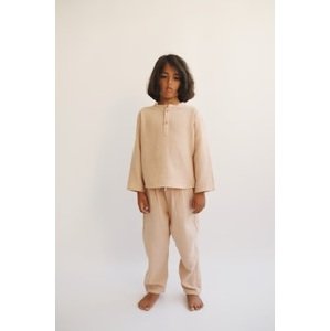 LiiLU chlapecká mušelínové kalhoty SS24 - 057 nude Velikost: 104 100% organická bavlna