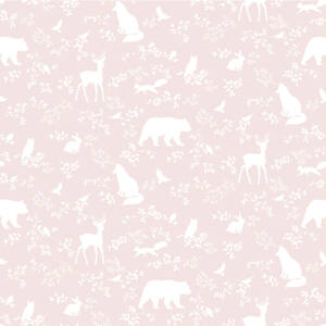 Pastelowe Love® dětská tapeta na zeď Forest animals růžová Lesní zvířátka
