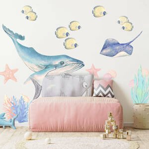 Pastelowe Love® samolepka na zeď oceánská zvířata I Samolepka