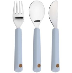 Lassig Cutlery with Silicone Handle 3pcs Happy Rascals Smile sky blue