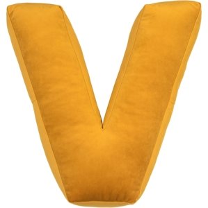 Sametový polštář Betty’s Home ve tvaru písmene V - Yellow