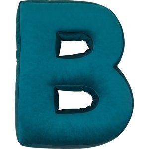 Sametový polštář Betty’s Home ve tvaru písmene B - Petrol