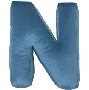 Sametový polštář Betty’s Home ve tvaru písmene N - Blue