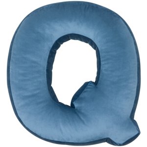 Sametový polštář Betty’s Home ve tvaru písmene Q - Blue