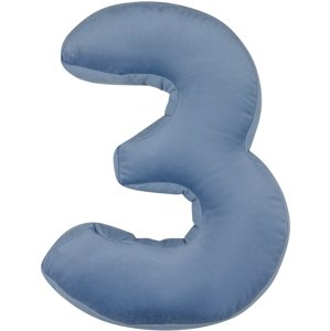 Sametový polštář Betty’s Home ve tvaru čísla 3 - Blue