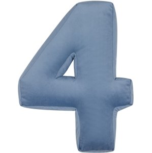 Sametový polštář Betty’s Home ve tvaru čísla 4 - Blue