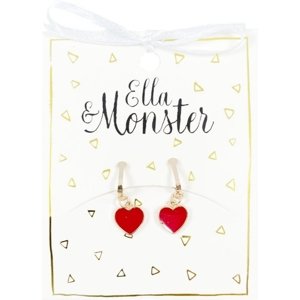 Ella & Monster - red heart clip on earrings