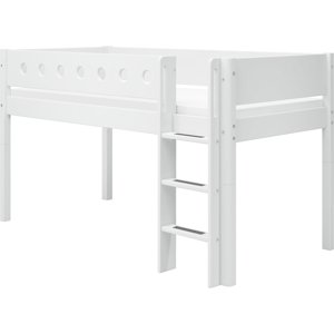 Flexa Zvýšená postel Flexa - White s rovným žebříkem (bílá)