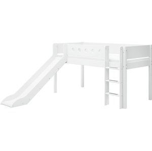 Flexa Zvýšená postel Flexa - White s šikmým žebříkem a skluzavkou (bílá)
