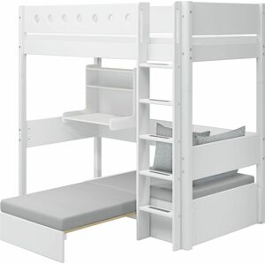 Flexa Vysoká postel Flexa - White s integrovaným spacím modulem a psacím stolem (bílá)