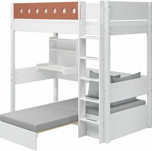 Flexa Vysoká postel Flexa - White s integrovaným spacím modulem a psacím stolem (bílá/rumělková)