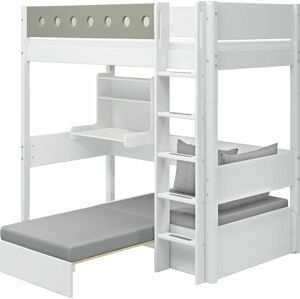 Flexa Vysoká postel Flexa - White s integrovaným spacím modulem a psacím stolem (bílá/zelená)