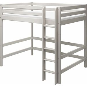 Flexa Vysoká postel Flexa - Classic 1 a 1/2 s rovným žebříkem š. 140 cm (borovice šedá)