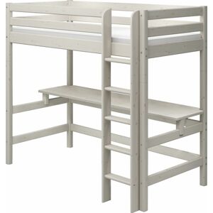 Flexa Vysoká postel Flexa - Classic rovný žebřík + stolová deska (borovice bělená)