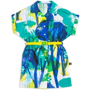 Wouki Dětské košilové šaty PAGU - forest blue 110
