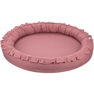 Cotton & Sweets Lněné hnízdo pro děti s volánem sytě růžová