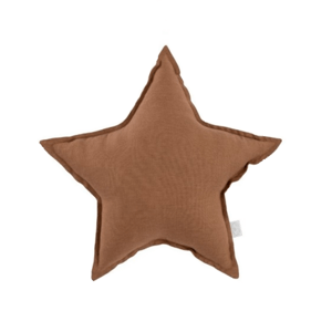 Cotton & Sweets Mini lněný polštář hvězda čokoládová 38 cm