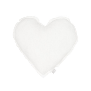 Cotton & Sweets Mini lněný polštář srdce bílá 38 cm