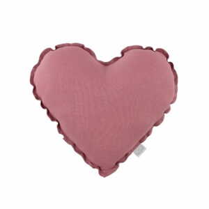 Cotton & Sweets Mini lněný polštář srdce sytě růžová 38 cm