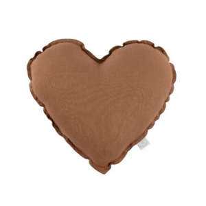 Cotton & Sweets Mini lněný polštář srdce čokoláda 38 cm