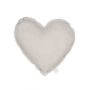 Cotton & Sweets Mini lněný polštář srdce světle šedá 38 cm