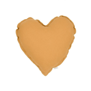 Cotton & Sweets Mini lněný polštář srdce karamelová 38 cm