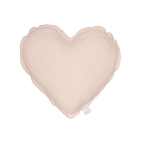Cotton & Sweets Mini lněný polštář srdce pudrově růžová 38 cm