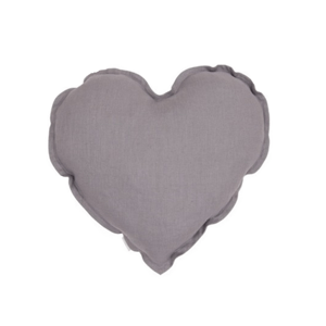 Cotton & Sweets Mini lněný polštář srdce tmavě šedá 38 cm