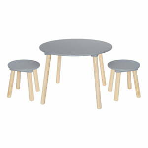 JaBaDaBaDoo Dětský dřevěný stůl se dvěma židlemi – šedá