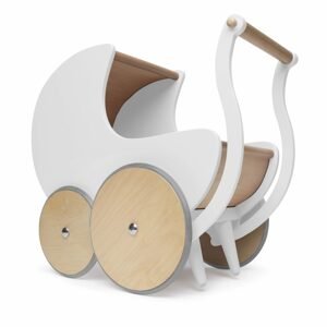Kinderfeets® Dřevěný kočárek pro panenky a nácvik chůze bílá