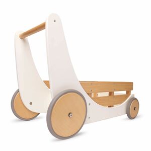 Kinderfeets® Dřevěný vozík na hračky a nácvik chůze bílý