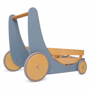 Kinderfeets® Dřevěný vozík na hračky a nácvik chůze modrý