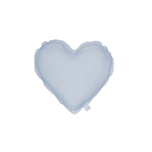 Cotton & Sweets Mini lněný polštář srdce světle modrá 28 cm