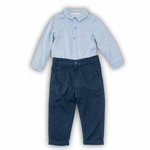 Kojenecký set bavlněný, body košile a kalhoty, Minoti, SMART 5, modrá - 80/86 | 12-18m
