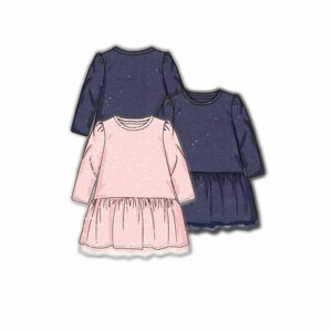 Šaty dívčí s elastenem, Minoti, ODYSSEY 4, růžová - 86/92 | 18-24m