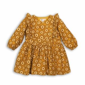 Šaty dívčí viskózové, Minoti, OWL 6, žlutá - 68/74 | 6-9m