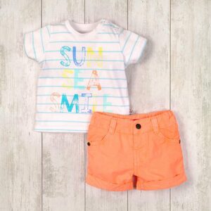Chlapecký set, tričko a kraťasy, Minoti, SURF 1, oranžová - 80/86 | 12-18m