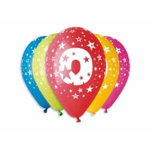 Balónek nafukovací - sada 5ks ČÍSLO "0", Smart Balloons, W004282