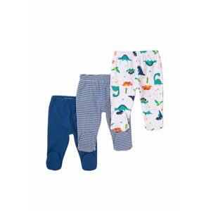 Kalhoty kojenecké 3pack, Minoti, Jurassic 14, modrá - 56/62 | 0-3m