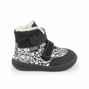 dívčí zimní boty s kožešinou, barefoot, 2 suché zipy, J-B-JERRY/Z černá/bublinky - 22