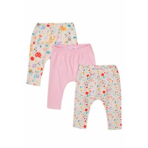 Kalhoty kojenecké 3pack, Minoti, Garden 8, růžová - 68/74 | 6-9m