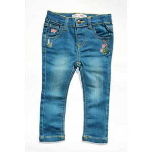 Kalhoty dívčí džínové, vyšívané, Minoti, FOREST 12, holka - 68/80 | 6-12m
